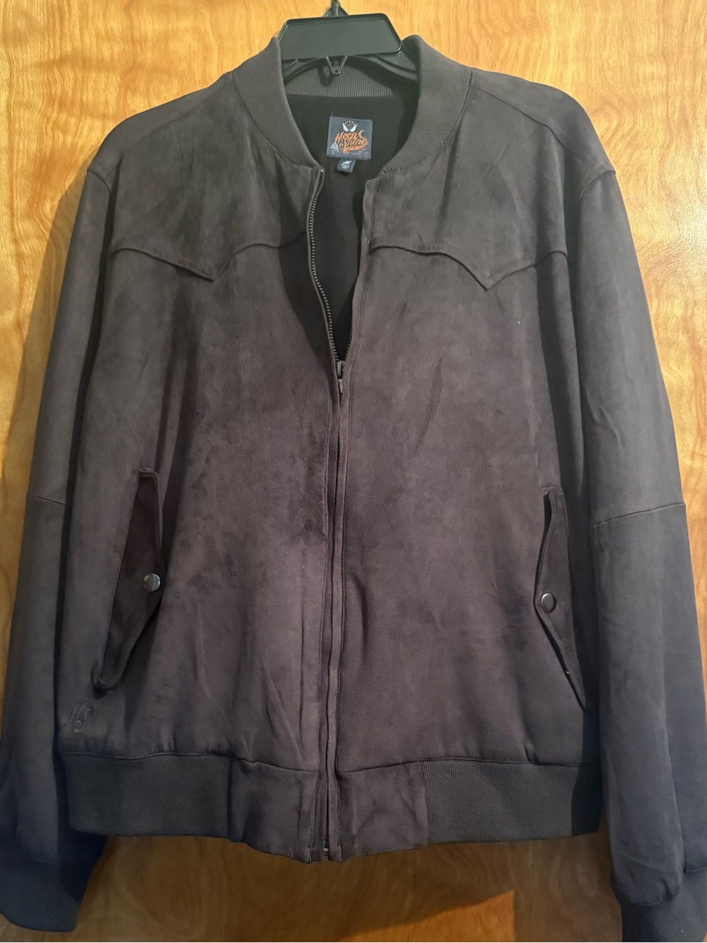 Moon Shine by Brad Paisley Men's Suede Bomber Jacket Size M- Dark Grey